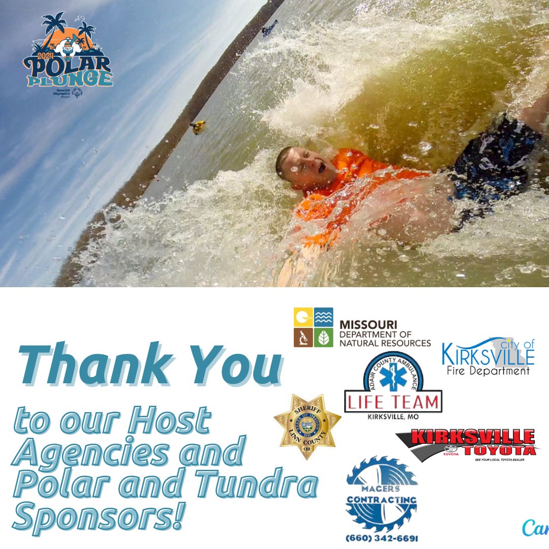 It's plunge day in Kirksville! 🥶 Today, we dive into icy waters with gratitude for our amazing sponsors, whose support has made this event a reality. 💙 #PolarPlungeDay #ThankYouSponsors #KirksvillePlunge #CommunitySupport #SpecialOlympicsMO #CommunitySupport #AlohaPlunge24