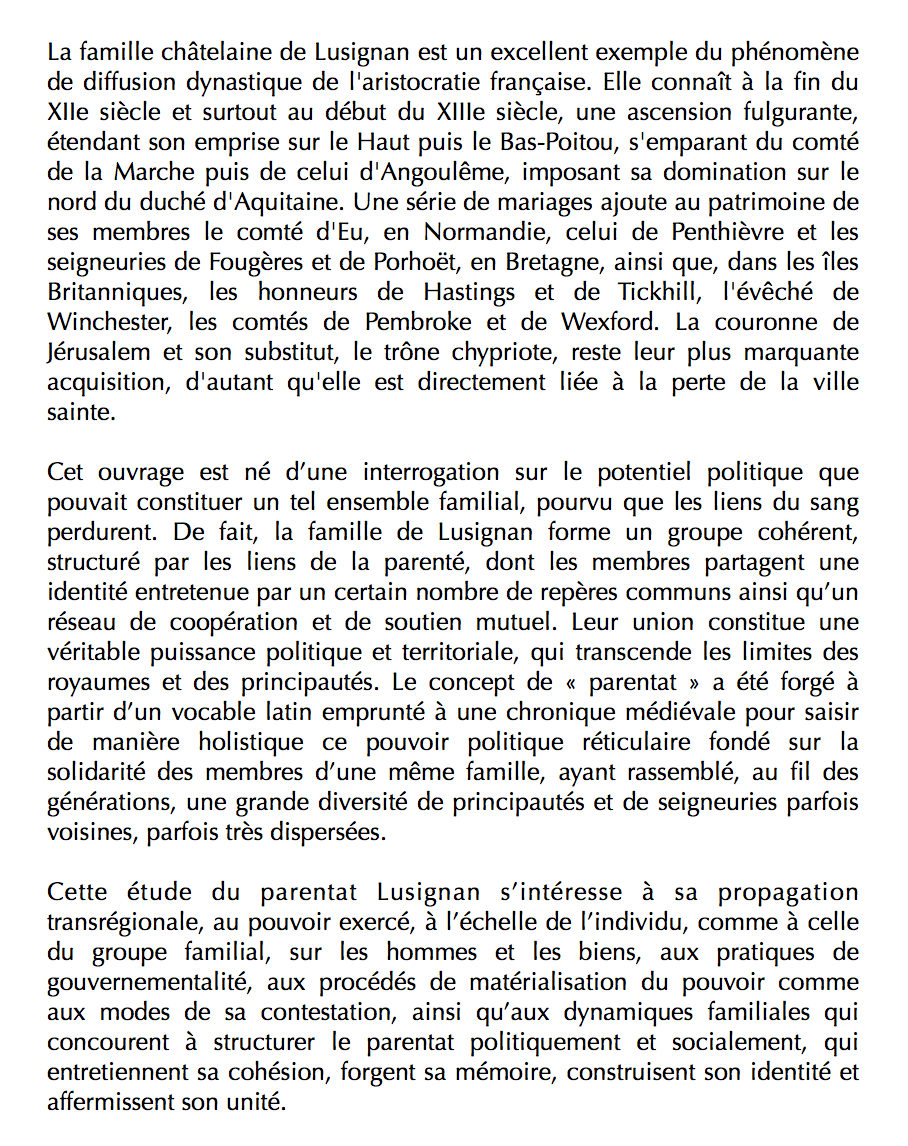 flr_louis's tweet photo. Clément de Vasselot de Régné - Pouvoir et solidarités d'une famille seigneuriale.

Le « Parentat » Lusignan entre France, Îles Britanniques et Orient latin (Xe-XIVe siècles)

À paraître en avril chez Brepols https://t.co/UGrk3tg90E