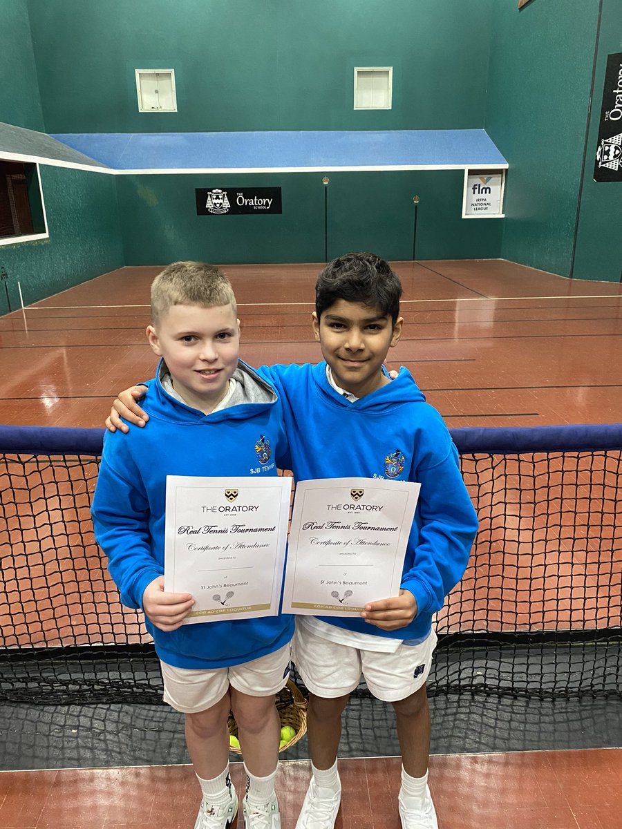 A great day at the @OratoryRacquets Under 10 Real Tennis tournament. The SJB boys did Mr Hennessy proud, displaying great resilience and skill. Both SJB teams met in the semi final before George and Reubin won the final in sudden death. Thank you for hosting @OratorySport