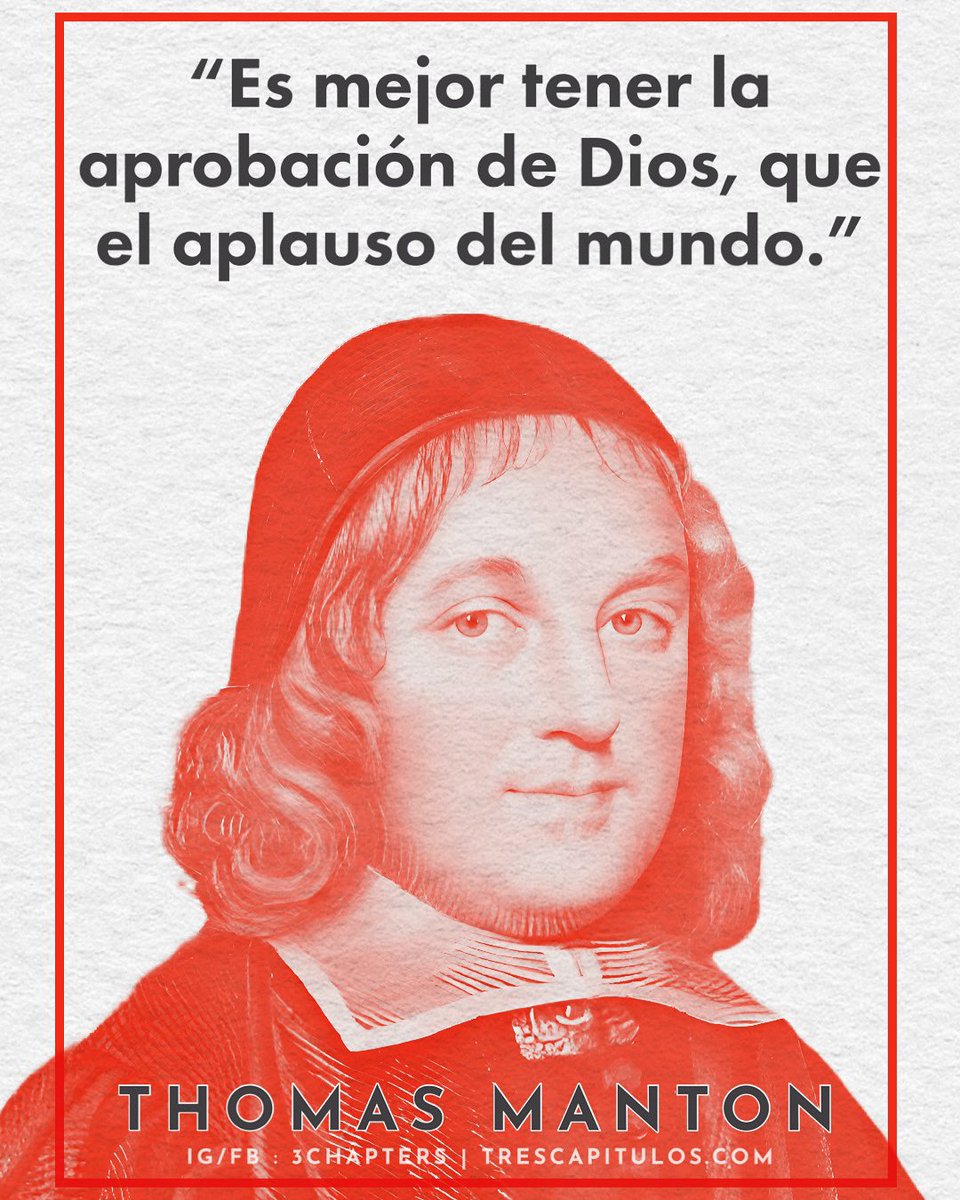 3Chapters1C1558's tweet photo. “Es mejor tener la aprobación de Dios, que el aplauso del mundo.” Thomas Manton
#CitasCitables #ThomasManton #Puritanos #Dios #Recompensa #Fama #Aplauso #3Chapters https://t.co/HFdhTwH6fH