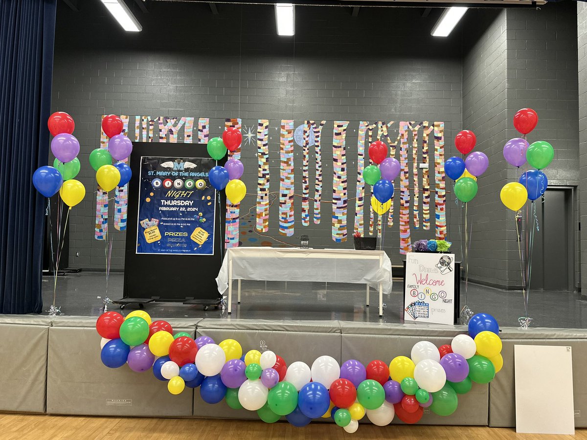 SMSVaughan's tweet photo. Our CSC and staff reps have worked very hard to put together our first Family Bingo Night. Thank you to all our volunteers!! We are ready to welcome our families this evening and our trustee @WigstonJennifer 💙🤍💛💚 https://t.co/VJOecqevPU