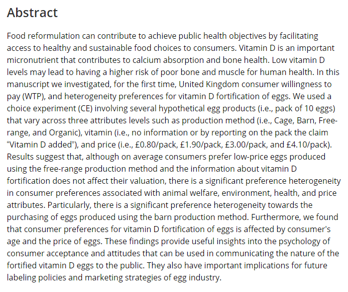 'Heterogeneous preferences and consumer willingness to pay for vitamin D fortification of eggs' by Francisco J. Areal, Daniele Asioli (@DanieleAsioli) doi.org/10.1002/agr.21… @WileyEconomics @WileyBusiness