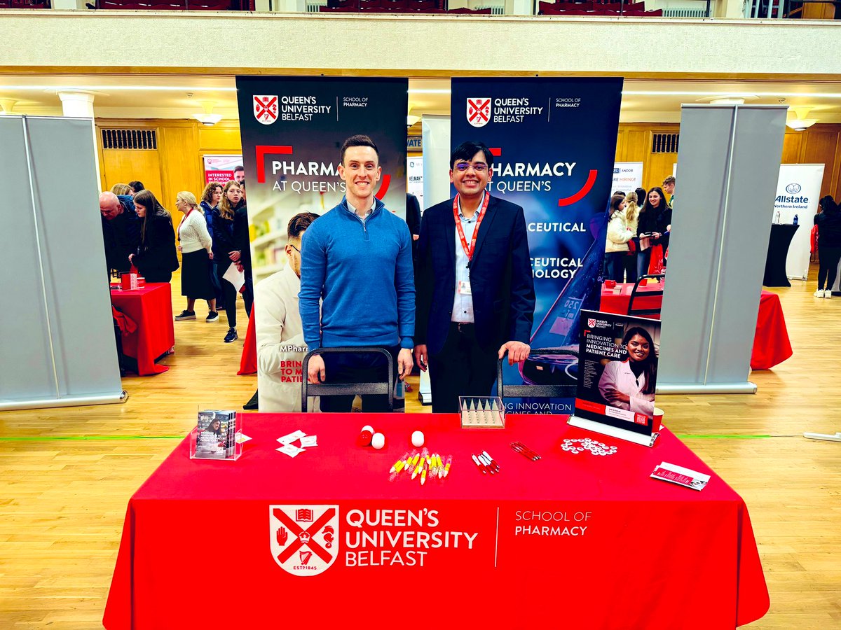 Excited to showcase the pharmaceutical courses and groundbreaking research in medicinal science from @pharmacyatQUB at today's 'Science at Queen’s' event! 🎓🔬 Great engagement from NI students. #lovequb #pharmacy #innovation'