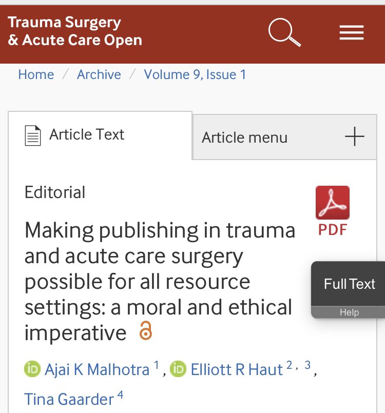 @elliotthaut @ashleydfarley @gatesfoundation @bmj_latest @bmj_company @rbarbosa91 @jnahmias1 @JuliaColemanMD @lucywhatisee @CPark_MD @docmartin22 @MichaelCrippsMD Did @ashleydfarley mention her recent paper about #OpenAccess publishing coauthored w/ conference lead Lacey LaGrone and the linked editorial and commentary in her #DFI2024 talk? See 3 links here:

tsaco.bmj.com/content/9/1/e0…

tsaco.bmj.com/content/9/1/e0…

tsaco.bmj.com/content/9/1/e0…