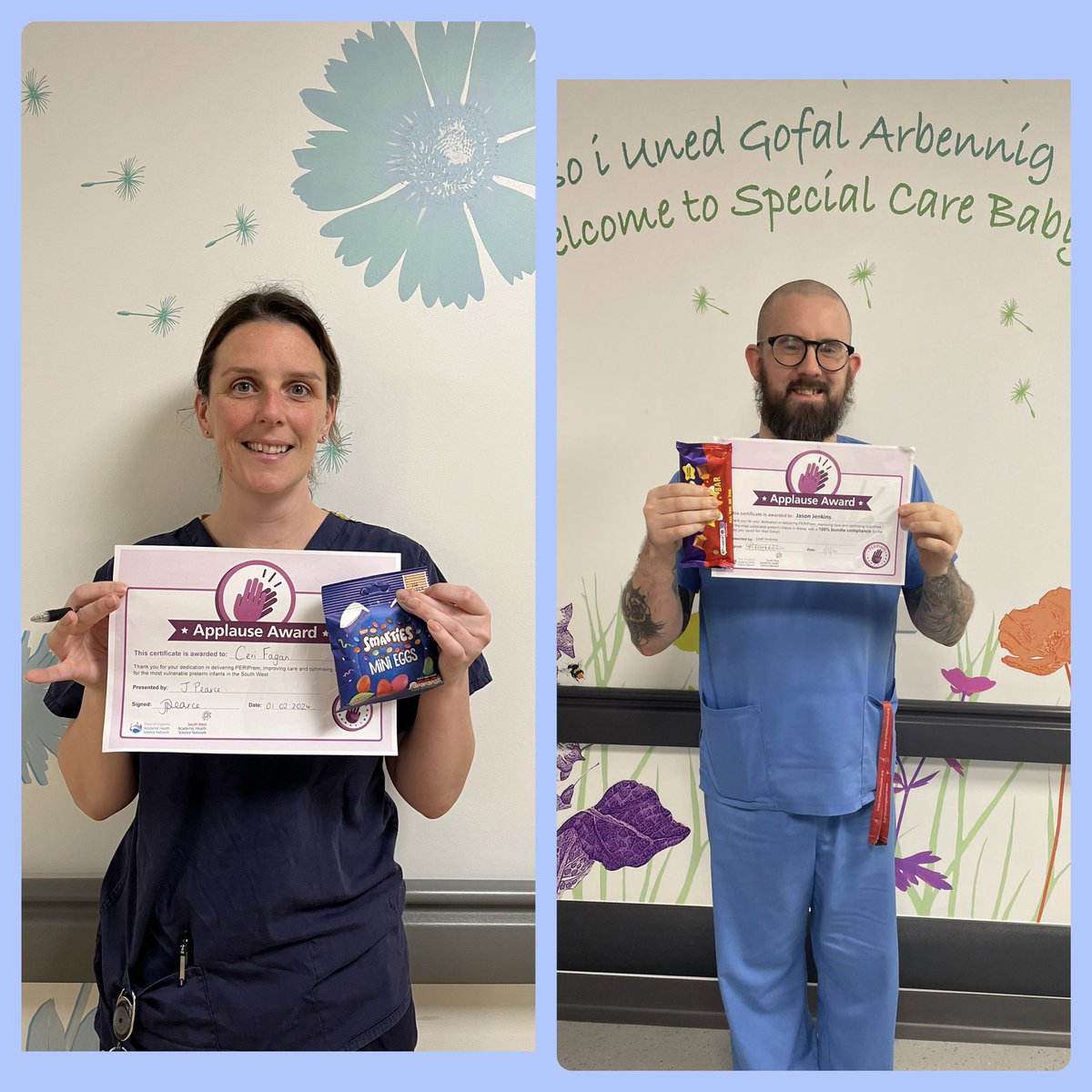 Thank you to these two and the rest of the teams for continuing to deliver our PERIPrem Cymru optimisation. Another pre term baby born within <a href="/HywelDdaHB/">Hywel Dda UHB</a> who has received all elements of the bundle. 💯 #pobbabipobtro <a href="/LeahAndrew1991/">Leah Andrew</a> <a href="/PERIPremCymru/">PERIPrem Cymru</a> <a href="/TipswaloD/">Tipswalo Day</a> @mattpickup87