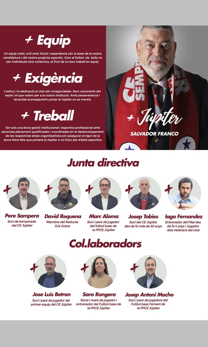 3candidatos a la presidencia del <a href="/CE_Jupiter/">CE Júpiter</a>  .
SAVIA NUEVA ( CARLES ROURAS), HAN ESTADO O ESTAN ( OCTAVI FERNANDEZ), 
ESTAN AUN (SALVADOR FRANCO)