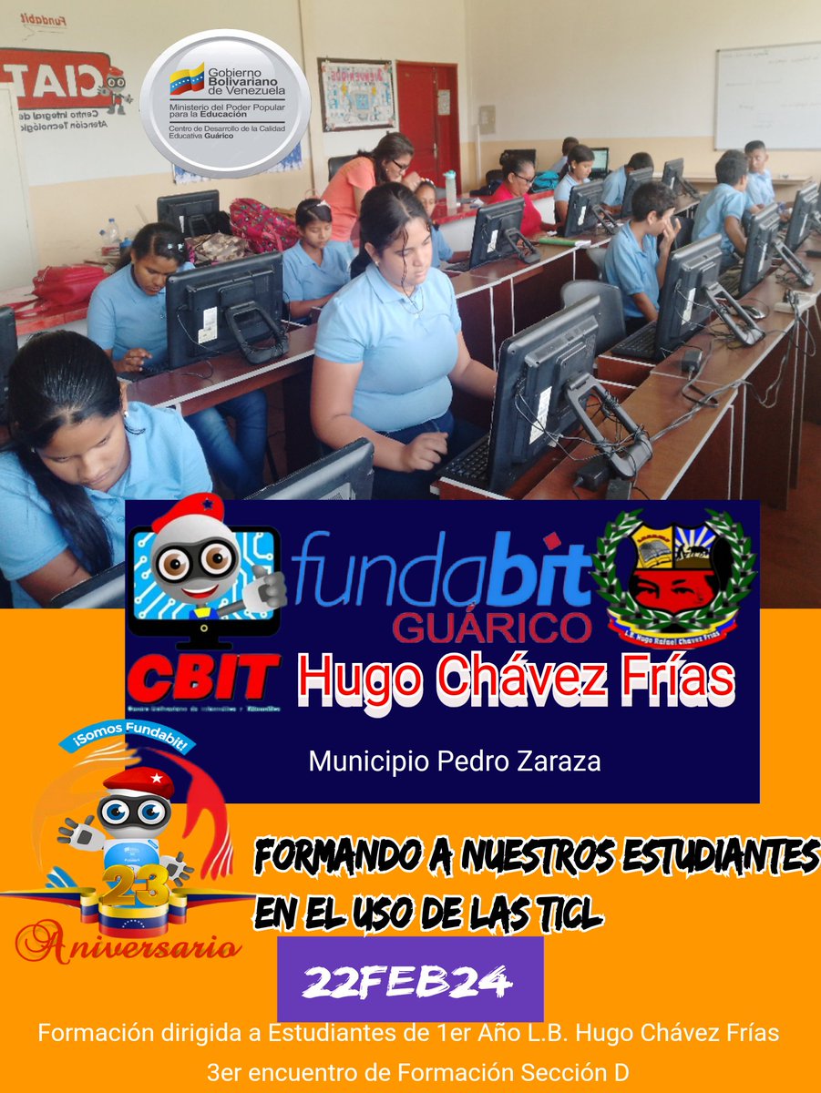 #22FEB2024 Formación dirigida a Estudiantes de 1er año del L.B.Hugo Chávez Frías, "Fomentando el uso de las TICL" #SomosFundabit