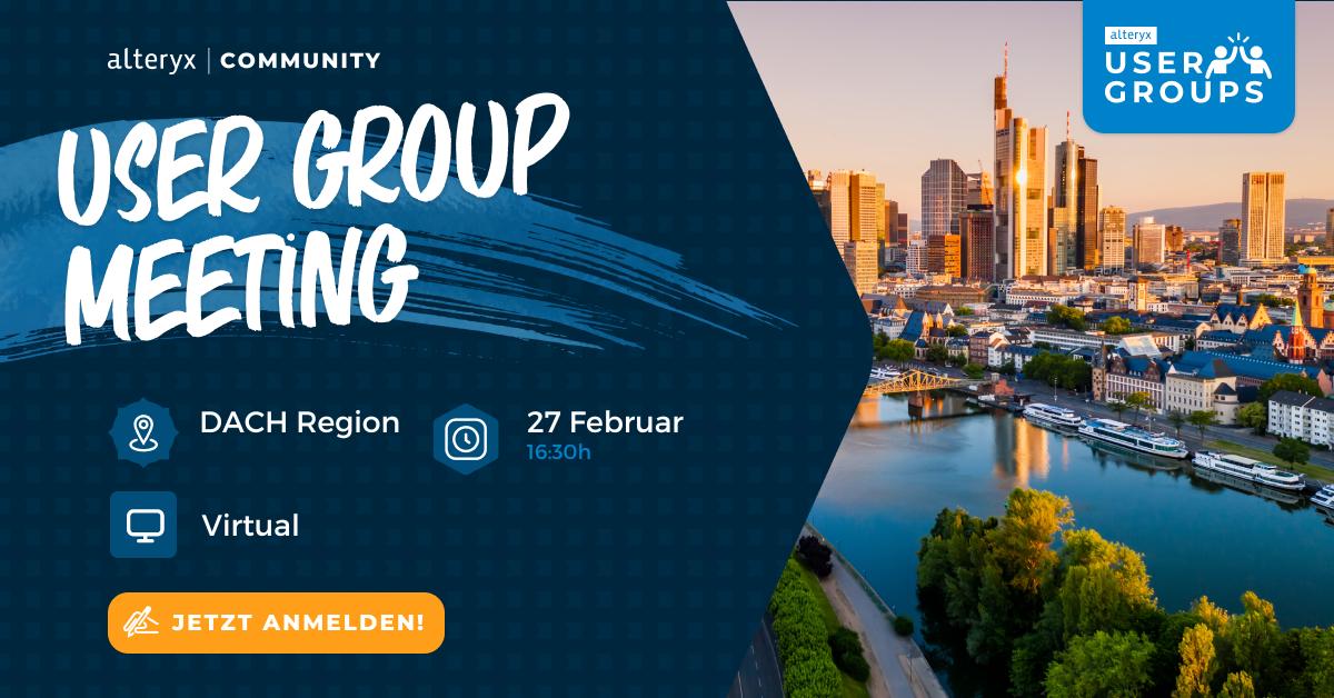 Diesmal sprechen wir in unserem User Group Meeting darüber, wie man seine Workflows so organisiert, dass der Überblick nicht verloren geht, wie Simulationen mit Alteryx umgesetzt werden können und was Auto Insights eigentlich kann.

Jetzt Anmelden: ow.ly/TtE330sAc6p