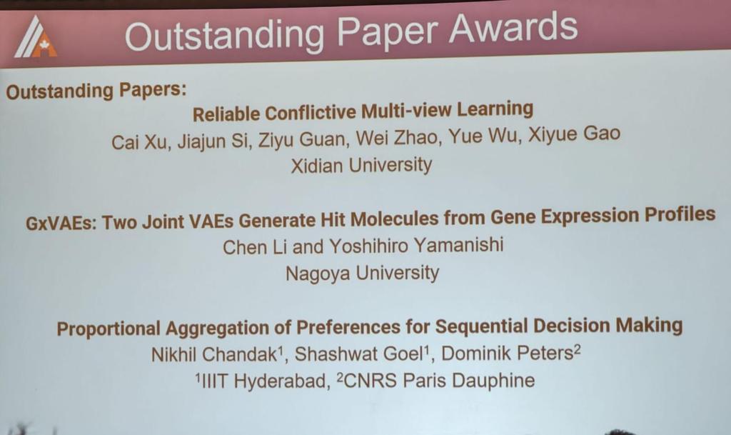 Great to see authors from India receiving outstanding paper recognition #AAAI2024 @RealAAAI. Congratulations to the authors and  @iiit_hyderabad!