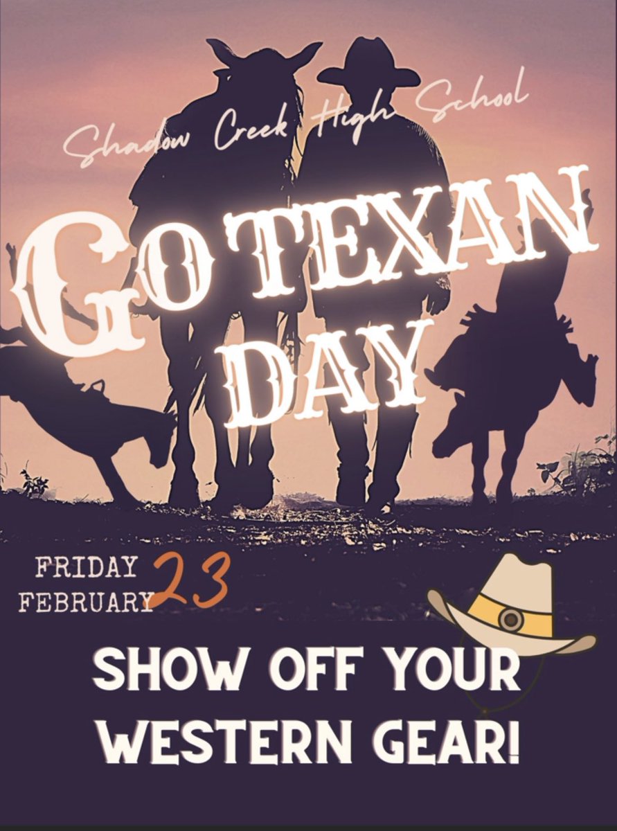 SharksSection's tweet image. Tomorrow is GO TEXAN DAY! Don’t forget to wear your western attire to school tomorrow!