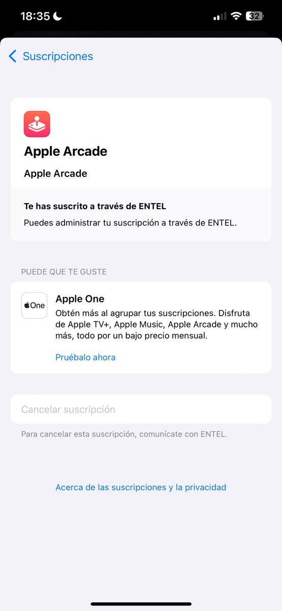 Hola Entel finalmente dónde puedo desuscribirme de Apple TV y arcade ? Ustedes dicen que con la app de apple ellos con ustedes... 😰. Gracias <a href="/entel_ayuda/">Entel Ayuda</a> <a href="/entel/">Entel Chile</a>