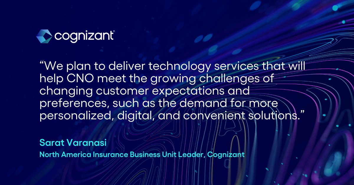We’ve extended our partnership with @CNOFinancial. Building on our continued collaboration, Cognizant will further optimize and enhance CNO’s technology-based services and solutions with cloud and digital technologies and AI: cogniz.at/49LwXYc