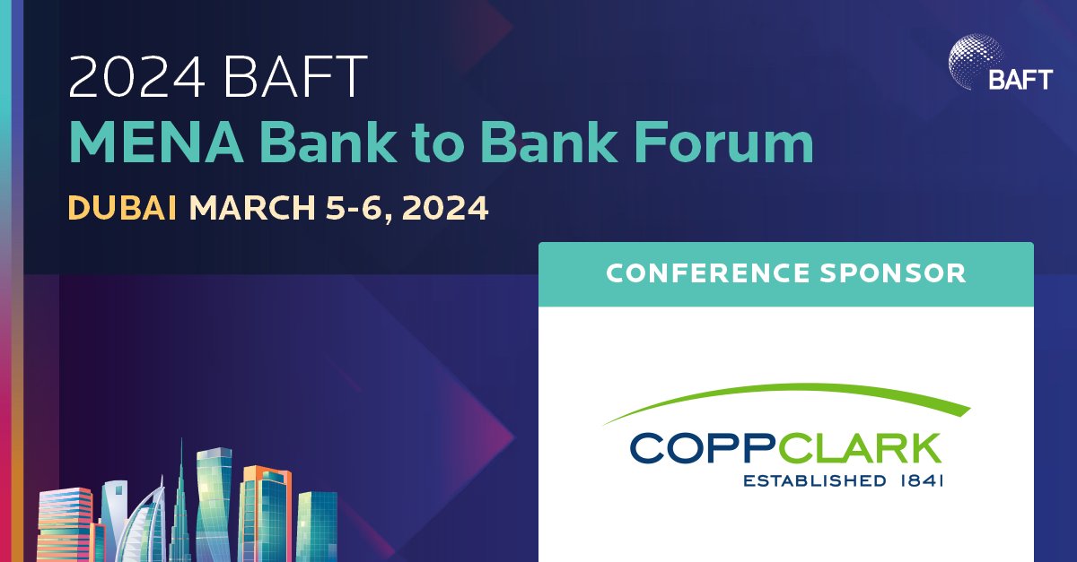 Proud sponsor of the #BAFT 2024 MENA Bank to Bank Forum. Our market holiday, trading hours &amp; early closing data is the most reliable, accurate, &amp; up‑to‑date solution available. Coppclark.com

#MarketHolidays #BankHolidays #FinancialCalendar #TradingHours #Traders