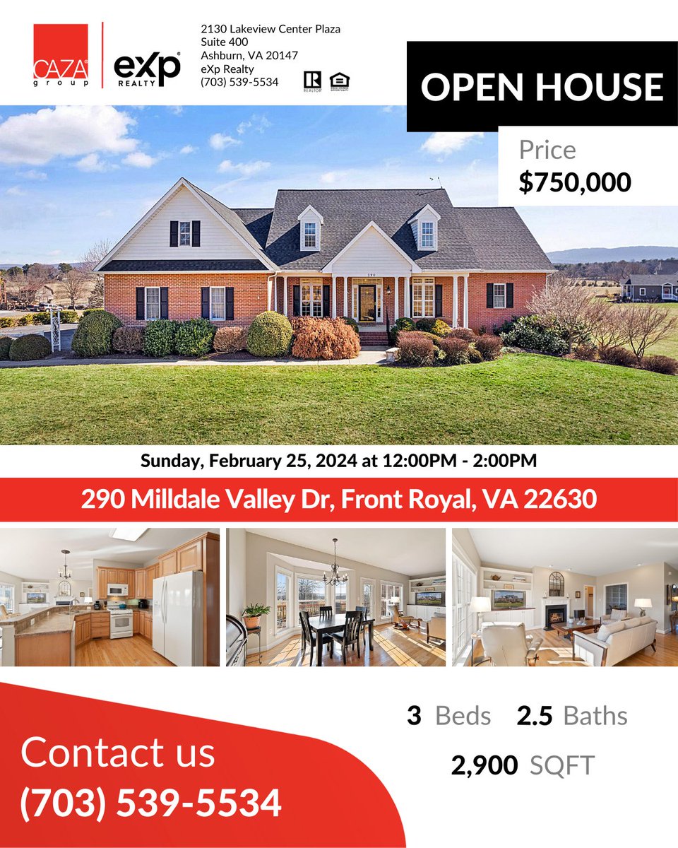 #NEWLISTING #OPENHOUSE
2/25 Sun 12PM-2PM
🏠 in #FrontRoyal VA 22630
290 Milldale Valley Dr
3 🛏 2.5🛁
$750,000
☎️ 703.337.3699 #TheCAZAGroup #SatisfactionGuarantee #RealEstate Click here for details thecazagroup.com