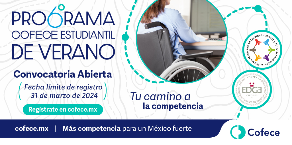 cofecemx's tweet photo. ¡Atención estudiantes de licenciatura!
👨🎓 Si te interesa la competencia económica, te invitamos a formar parte de la #Cofece durante el verano y complementes tu formación.
Revisa la convocatoria y participa en el #ProgramaCofece Estudiantil de Verano 2024: https://t.co/3p37czVzyJ https://t.co/clMrrB75lX