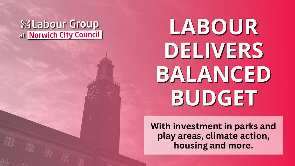 At last night’s @NorwichCC meeting, Labour’s 2024-25 Budget received unanimous support.
 
This balanced budget makes further investment including:

🛝 £2.2 million in improved parks/play areas
🌍 £160k for climate action
🦺 £270k to support regeneration of the East Norwich site