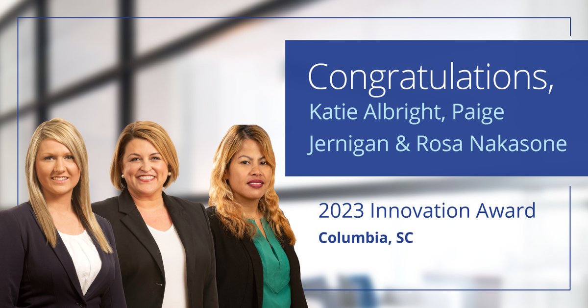 Congratulations to these members of our accounting staff for winning the 2023 Innovation Award from Colliers | SC for their work developing a unique and efficient process for billing workorders for property management clients. Read more: hubs.ly/Q02l_7mB0