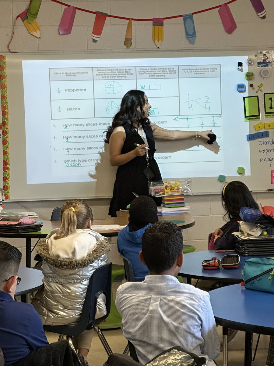 EReyes_CI's tweet photo. Our 3rd Grade Dual Language Pirates compared fractions with an amazing lesson by Ms. Chavez, @MCooper_ES UTEP resident! Great job on your lesson delivery and thank you for leading with ❤️ @LEOlave_MCE #UtepResident @CAcosta_COED https://t.co/AAWzqOrbyk