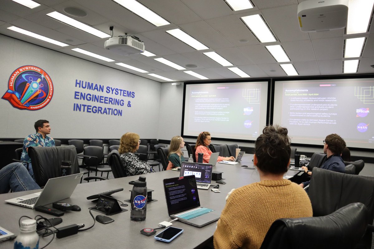 Faculty Maggie Schoonover, <a href="/Kristyn_ks/">Kristyn Smith</a> &amp; the #CosmoShox Research team are in Houston this week as part of their <a href="/KansasEPSCoR/">Kansas NSF EPSCoR</a> grant to present their work &amp; strengthen the connections between <a href="/WichitaState/">Wichita State</a> + <a href="/NASA/">NASA</a>