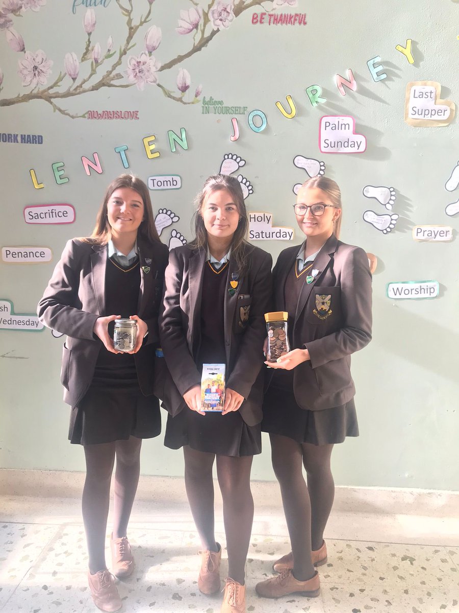 Our Year 13 pupils leading the way with our Trocaire Lenten Campaign. Encouraging us all to take small steps that will make a big difference in the lives of others. #countthecoppers #giveitup #faithinaction