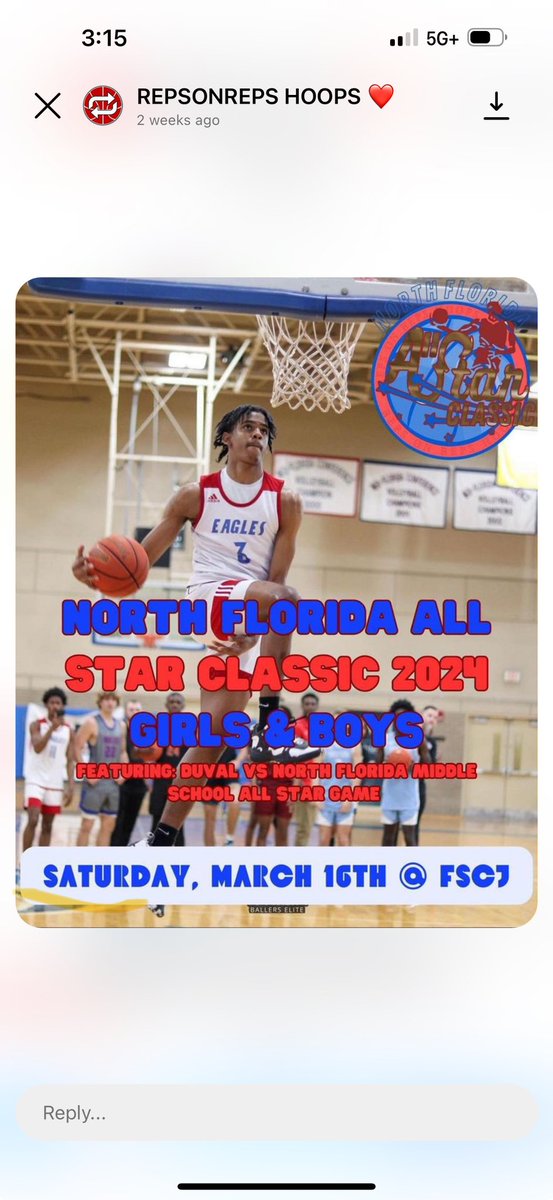 Blessed to have been invited to play in <a href="/Repsonreps__/">RepsOnReps ™️</a> North Florida All-Star Classic! Even though i’m sad I won’t be able to make it due to being out of town, I’m honored to be considered part of the best in North Florida! <a href="/AC_StingraysGBB/">ACHS Stingrays GBB</a>