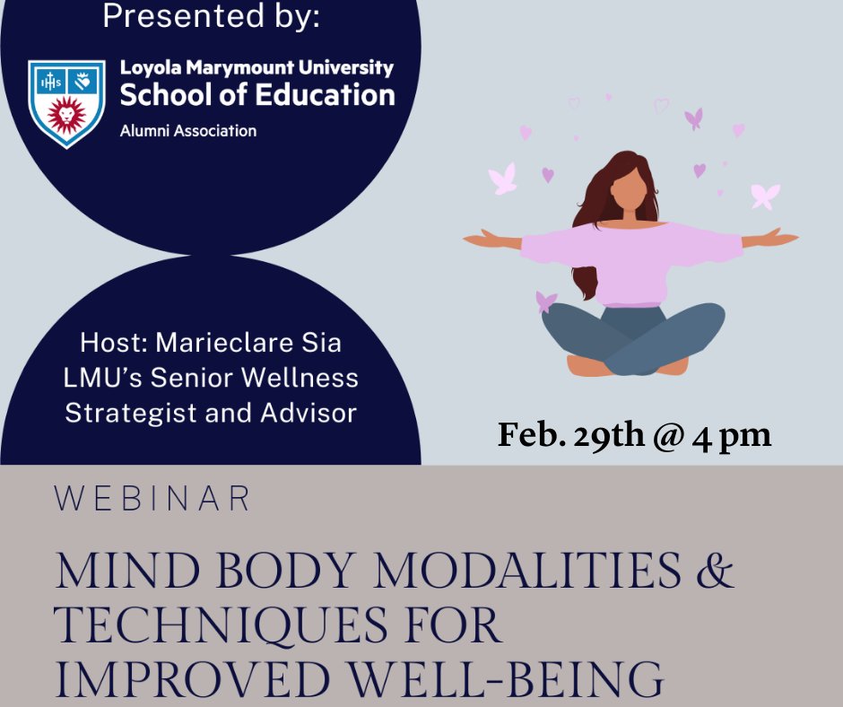 Register here: lmula.zoom.us/meeting/regist…

This interactive SOEAA workshop will provide tools on how to increase your well-being in and out of the classroom.