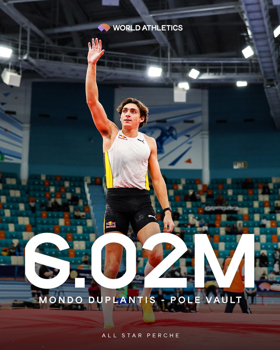 Did you ever doubt the king? 😮‍💨 @mondohoss600 flies to a world-leading 6.02m at the @AllStarPerche 🙌 The world-record holder is more than ready to defend his title at @wicglasgow24 👀