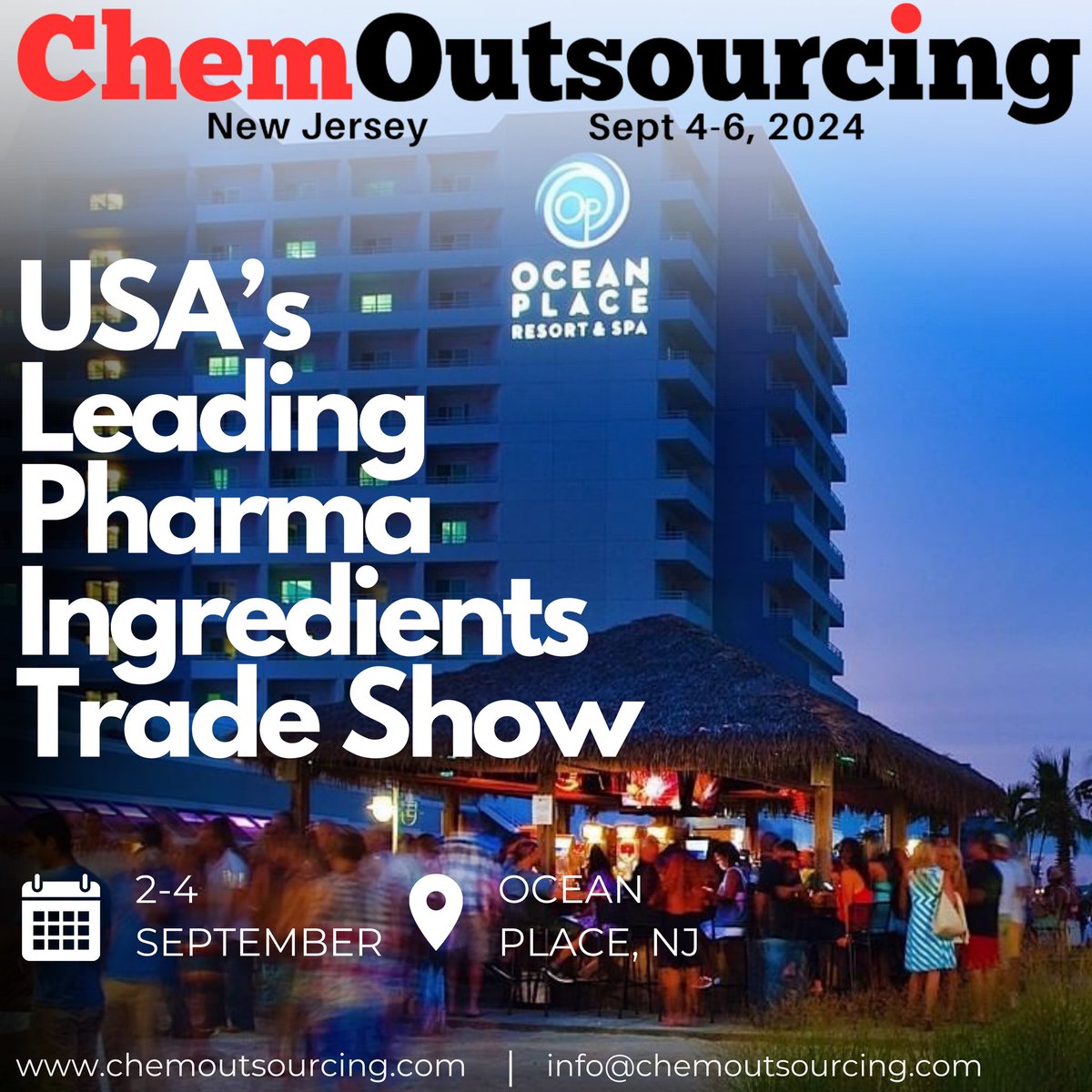 Join us September 2-4, 2024. For more details please visit chemoutsourcing.com