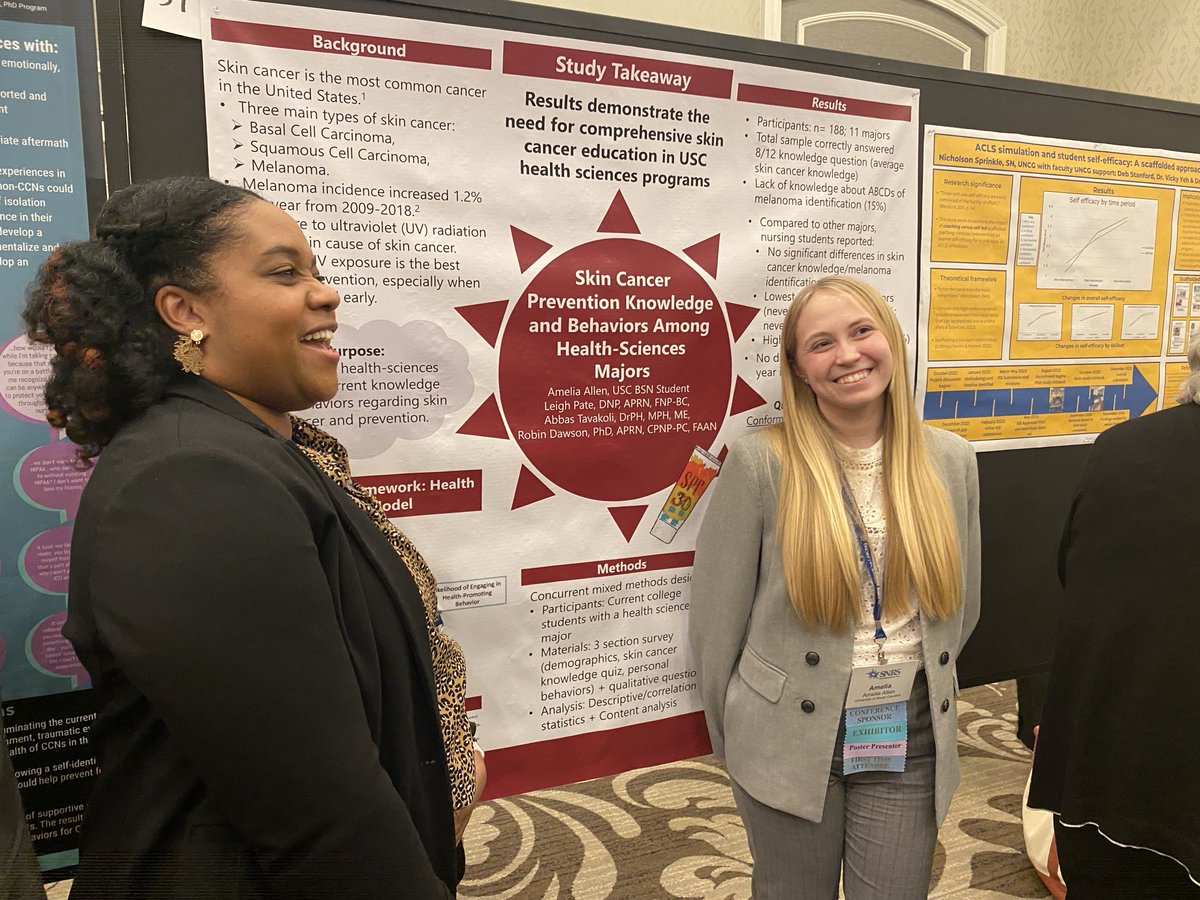 DEANUSCNURSING's tweet photo. Day 2 #SNRS with ⁦@UofSCNursing⁩ students and faculty presenting their research.  Our BSN Honors students are so talented as well as their faculty mentors. ⁦@SNRSociety⁩ https://t.co/naZdnHV4nE