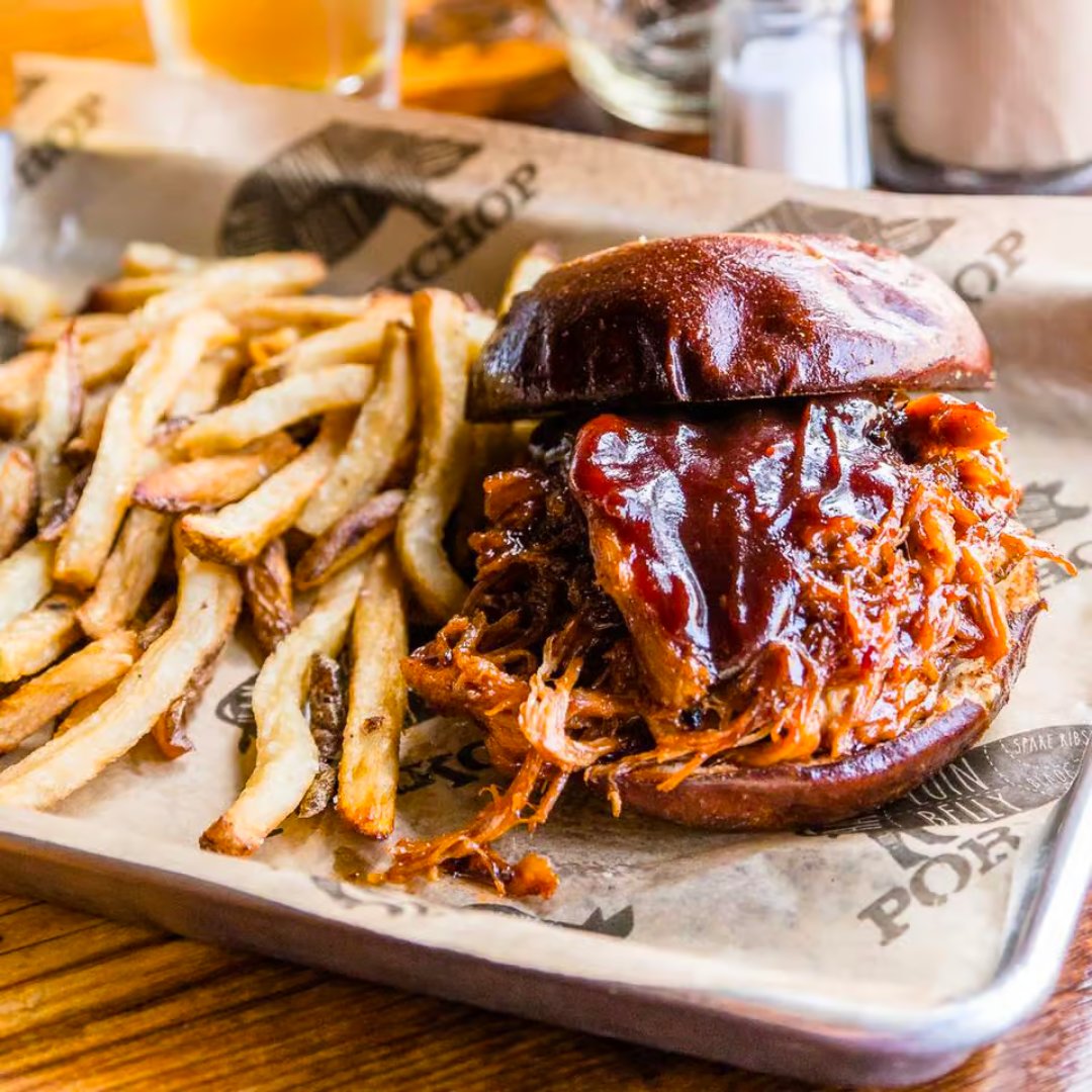 Fill up with our Beer and Burger Special for $10 and quench your thirst with our Martinis for $5!

Get yours starting 11:00 am: 
porkchopchicago.com