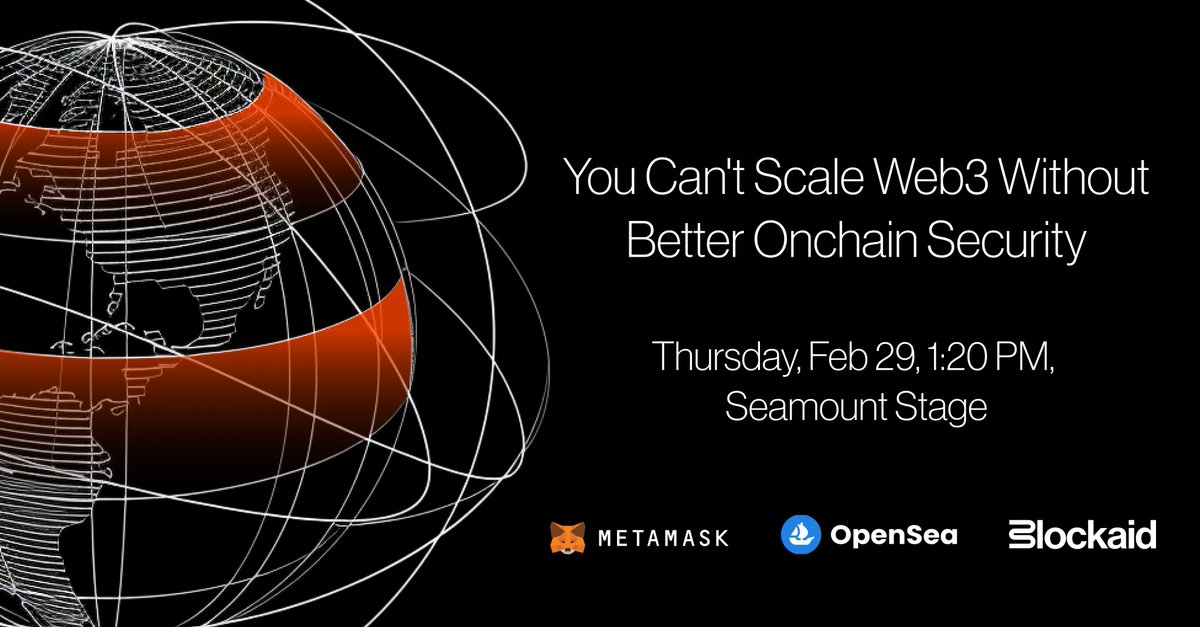 Join Blockaid CEO @idobn, @opensea CTO @NadavAHollander, and @metamask Principal Security Researcher @tayvano_ for a panel discussion on web3 security, moderated by CNBC's @KenzieSigalos. Where: @ethereumdenver When: Next Thursday at 1:20pm