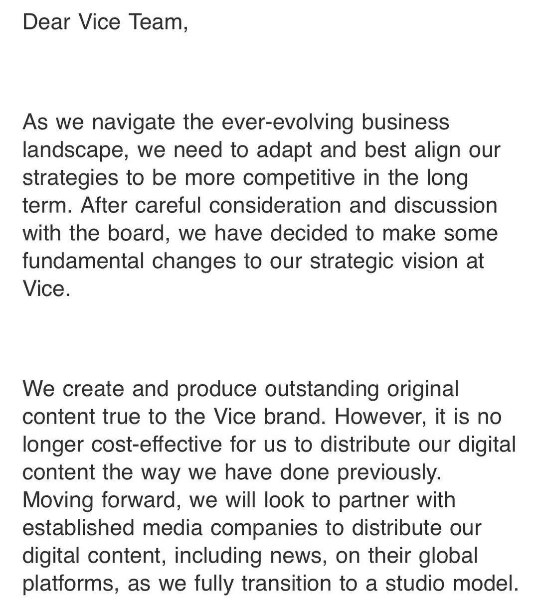 maxwelltani's tweet image. In a memo to staff, Vice CEO Bruce Dixon announces hundreds of layoffs and that the company will no longer publish on Vice dot com. He also says VMG is in advanced talks to sell Refinery29.