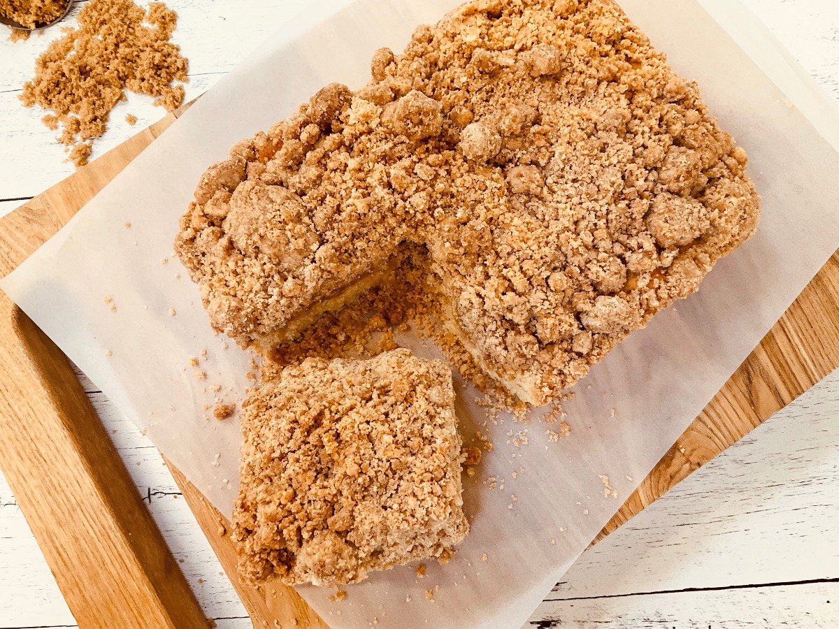 Want a slice of the East Coast?  Try Mariposa's New York Crumb Cake - gluten-free and amazing!  Comes with crumbs ... available in our Oakland &amp; SF Bakeshops beginning this weekend!  We also ship!!   #mariposa #crumbcake #glutenfree #oakland #glutenfreebaking #GF