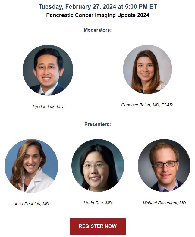 What better way to get warmed up for #SAR24 than by joining our @SAR_Pancan_DFP experts this upcoming Tuesday for an update on pancreatic cancer imaging! Hope to see residents, fellows, and faculty there! @SocietyAbdRad @SAR_RFS