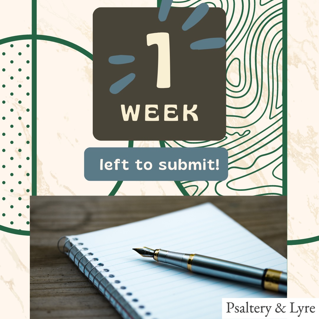 Psaltery & Lyre open for submissions for ONE MORE WEEK! psalteryandlyre.org/submissions/ We are looking for essays, stories, poetry, and hybrid works that push the borders of sacred and secular. Bring us your tasty morsels! Submissions are free!