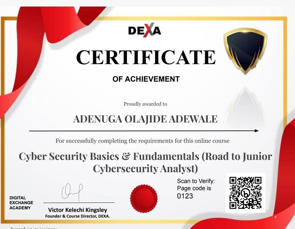 Finally, DEXA certified. It's been a long journey. Glad I made it through.  @Learnwithdexa #Cybersecurity #cybersecurityanalyst #cybersecurityskills #cybersecurityjourney #cybersecurityengineer #cybersecuritycertification #cybersecurityconsultant