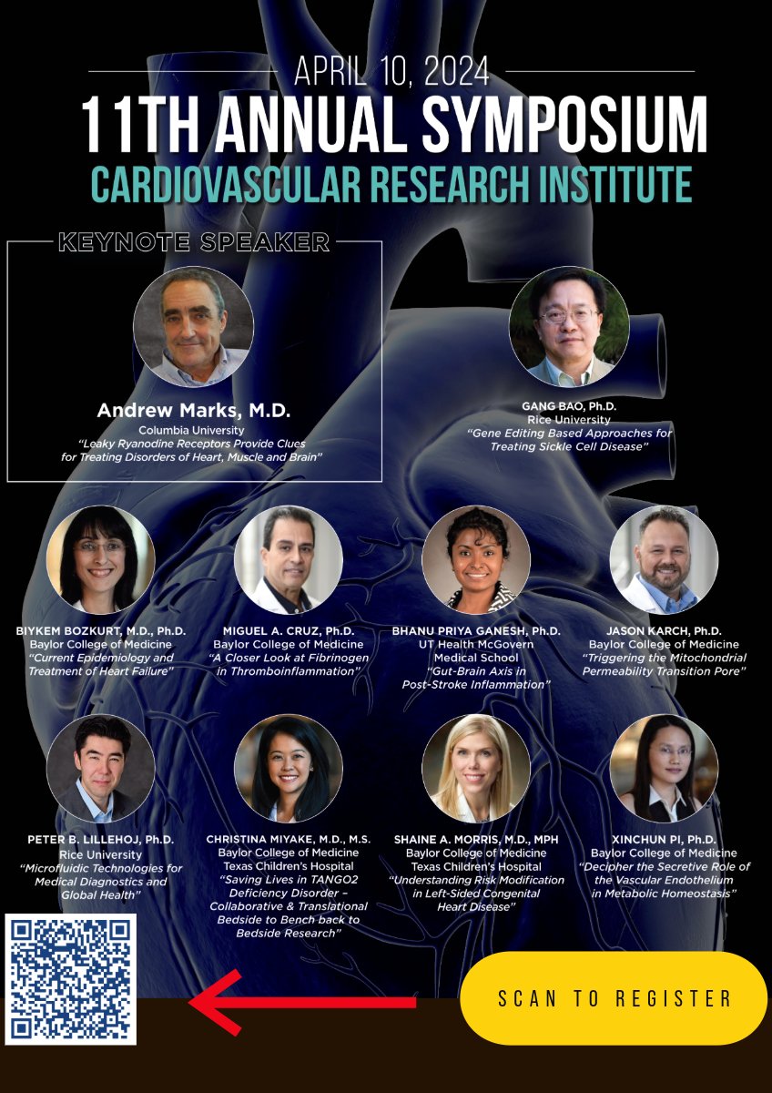 🗓️Mark your calendars for the 11th Annual CVRI Symposium on April 10, 2024. Register today! tinyurl.com/4ma2y88x #CardioTwitter #Cardiovascularresearch #cardiology