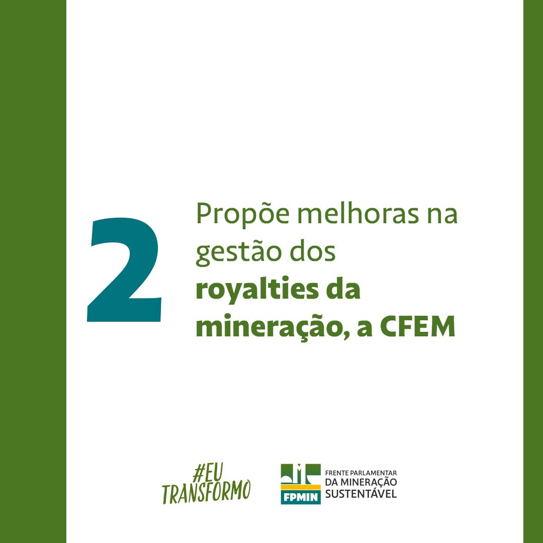 fpmineracao's tweet image. 2️⃣ A Frente apresentou projeto de lei para melhorar a gestão da Compensação Financeira pela Exploração de Recursos Minerais #CFEM. A intenção é garantir que esses recursos sejam empregados em atividades que promovam a diversificação econômica das regiões mineradoras.
