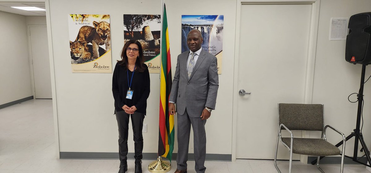 Ambassador Chimbindi met with the UN Special Rep on #ViolenceAgainstChildren, Ms Najat Maalla. The two discussed Zimbabwe's upcoming #VNR presentation, and ways for cooperation in this regard, and in furthering the promotion and protection of the rights of the child in Zimbabwe.
