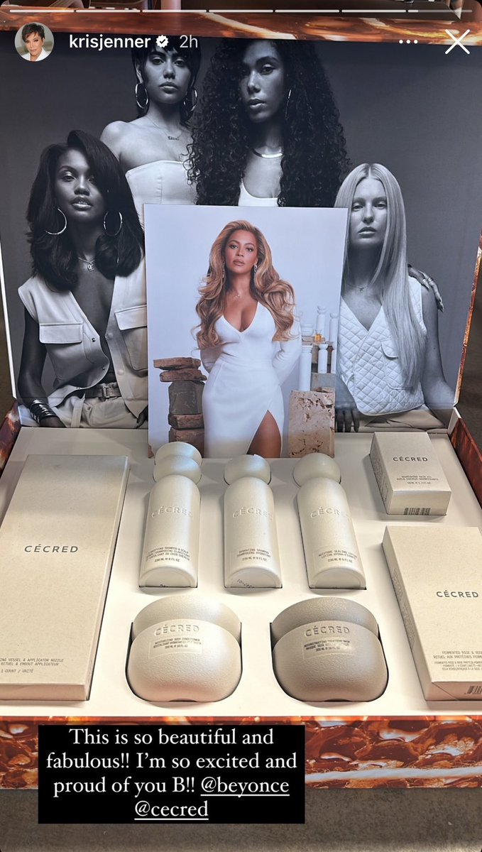 BEYONCÉ LEGION 𐚁 (@beylegion) on Twitter photo Beyoncé sends <a href="/KrisJenner/">Kris Jenner</a> a sampling of her new hair care line #CÉCRED.
“I’m so excited and proud of you, B!” Beyoncé sends <a href="/KrisJenner/">Kris Jenner</a> a sampling of her new hair care line #CÉCRED.
“I’m so excited and proud of you, B!”