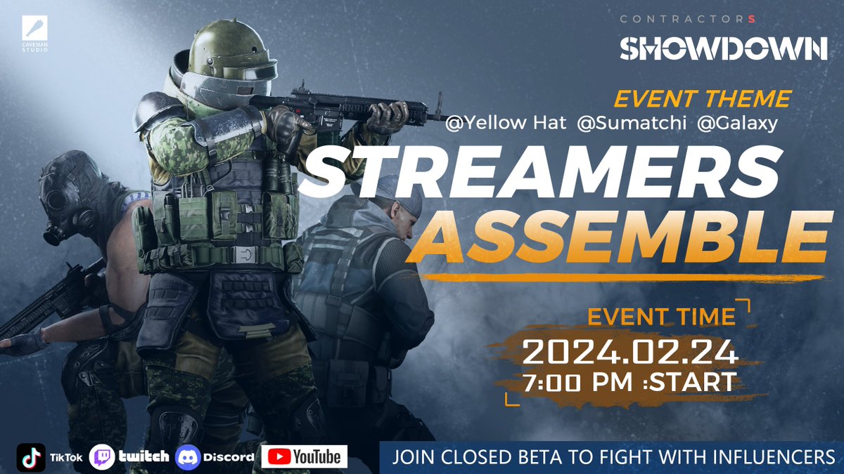 Sumatchi's tweet photo. Myself, @YellowHatHD and @GalaxymanVR will be competing in a creators tournament this weekend for the new battle royale @ContractorsBR !!

Come check out our streams live Saturday at 7PM EST for a sneak peek of the game!!!

#VR #tournament #BattleRoyale https://t.co/owjelVbasW