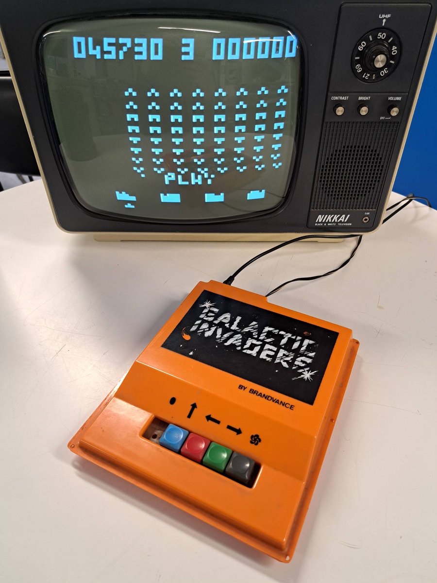 computermuseum's tweet image. An excellent piece of local history has come in today. Galactic Invaders was built by Tangerine in 1980. No information of the brand on the case can be found. Can anyone help? #spaceInvaders