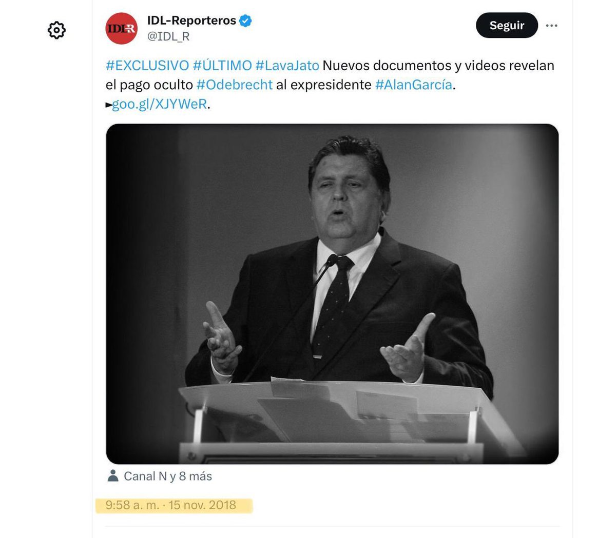 PolloFarsantePe's tweet photo. Este simple tuit es hoy una valiosa prueba documental de que el cerco al Presidente García se ejecutó de acuerdo a un plan milimétricamente premeditado entre Gorriti y sus secuaces en @FiscaliaPeru https://t.co/CDFT6lTFRO