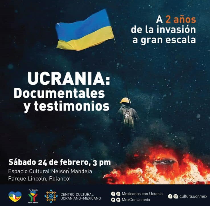 UKRinMEX's tweet photo. #Ucrania resiste 🇺🇦

Acompáñenos este sábado, 24 de febrero, a eventos de solidaridad con Ucrania:
🔹 Marcha solidaria con Ucrania
🔸 Conversatorio “Ucrania: documentales y testimonios”

¡Nos vemos! #StandWithUkraine 🇺🇦 https://t.co/CshgcQu9Li