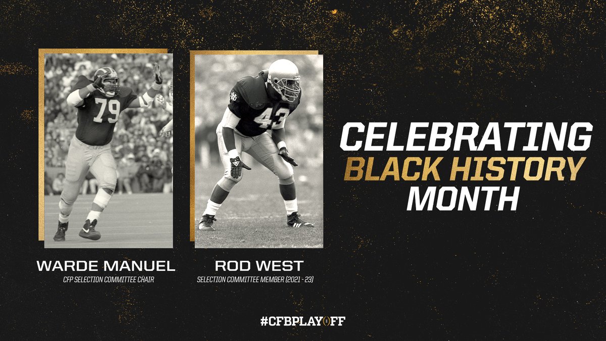 In celebration of Black History Month, the CFP recognizes selection committee chair Warde Manuel and former member Rod West and their journey together as childhood best friends in New Orleans. Read more » collegefootballplayoff.com/news/2024/2/22… #BlackHistoryMonth #BHM #CFBPlayoff