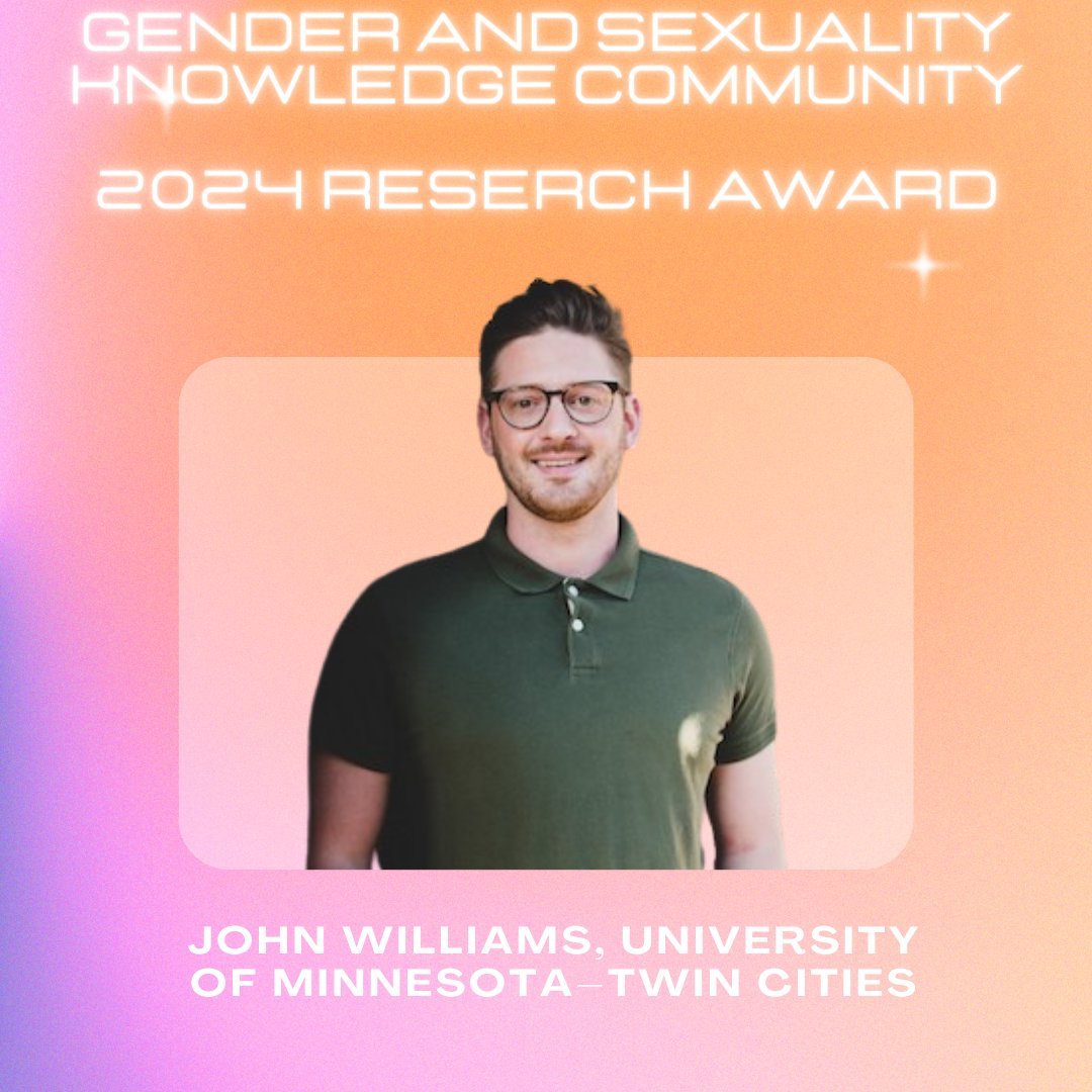 Join us in congratulating the Office for Equity & Diversity Education Program Coordinator John Williams for receiving the 2024 NASPA Gender and Sexuality Knowledge Community Research Award! Congratulations John! 🎉
