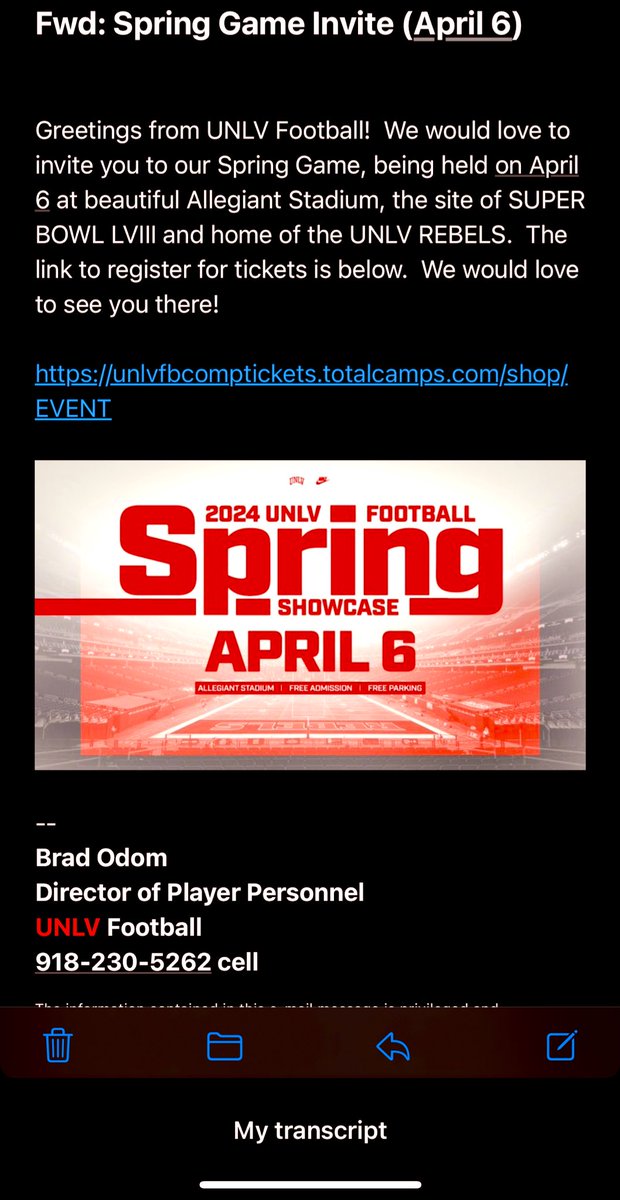 Blessed to be invited to UNLV’s spring game @HallTechSports1 @CoryBLee @HoltvilleFB @bradodom