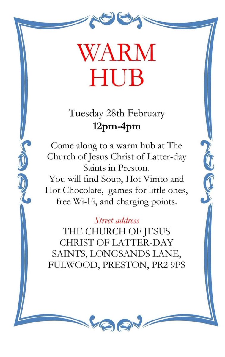 #Fulwood #Preston #WarmHub @Neil4Preston @Gillylancs @visitpreston @PrestonsVoice