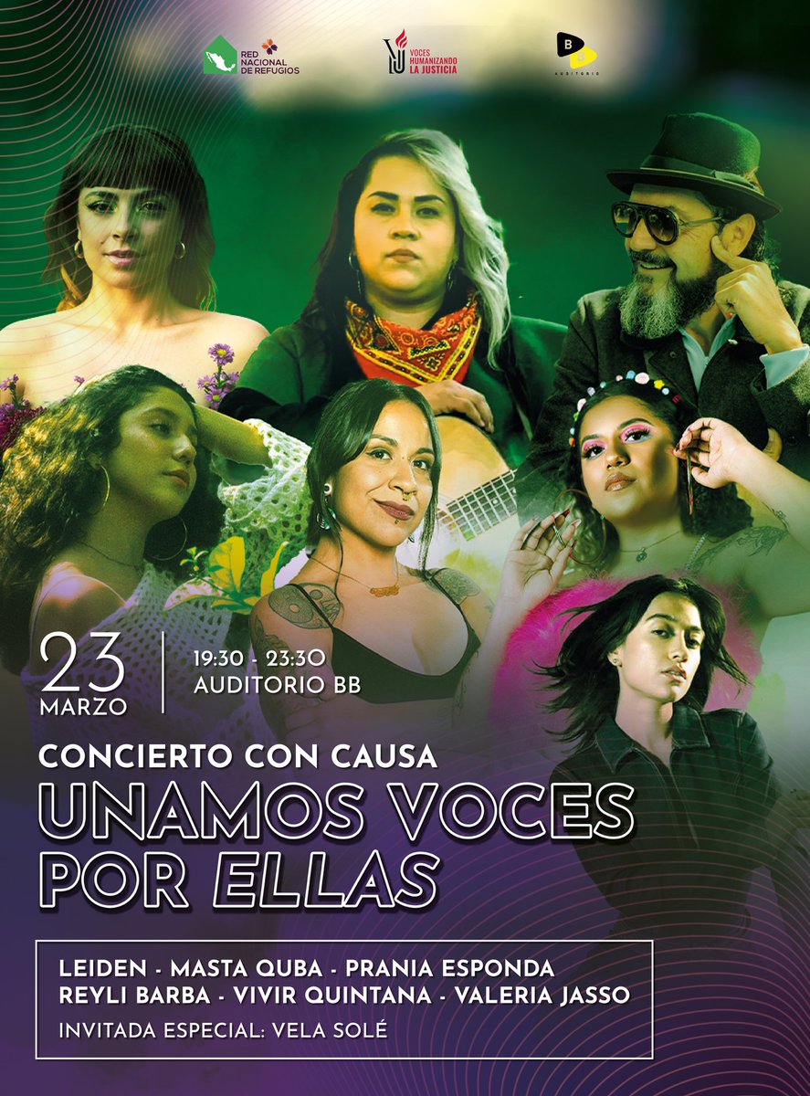 📢#UnamosVocesXEllas 🎤 🎶 concierto con causa donde las ONG’s <a href="/Voceshj_ong/">Voces Humanizando la Justicia A. C.</a> y <a href="/RNRoficial/">Red Nacional de Refugios, AC</a> suman esfuerzos para seguir acompañando a mujeres y niñas víctimas del delito en🇲🇽
Súmate y sé parte de este evento #JusticiaParaTodas💪🏼
🎫 Adquiere tus boletos👇🏼
forms.gle/iw2vwEGZ6t3Xi9…