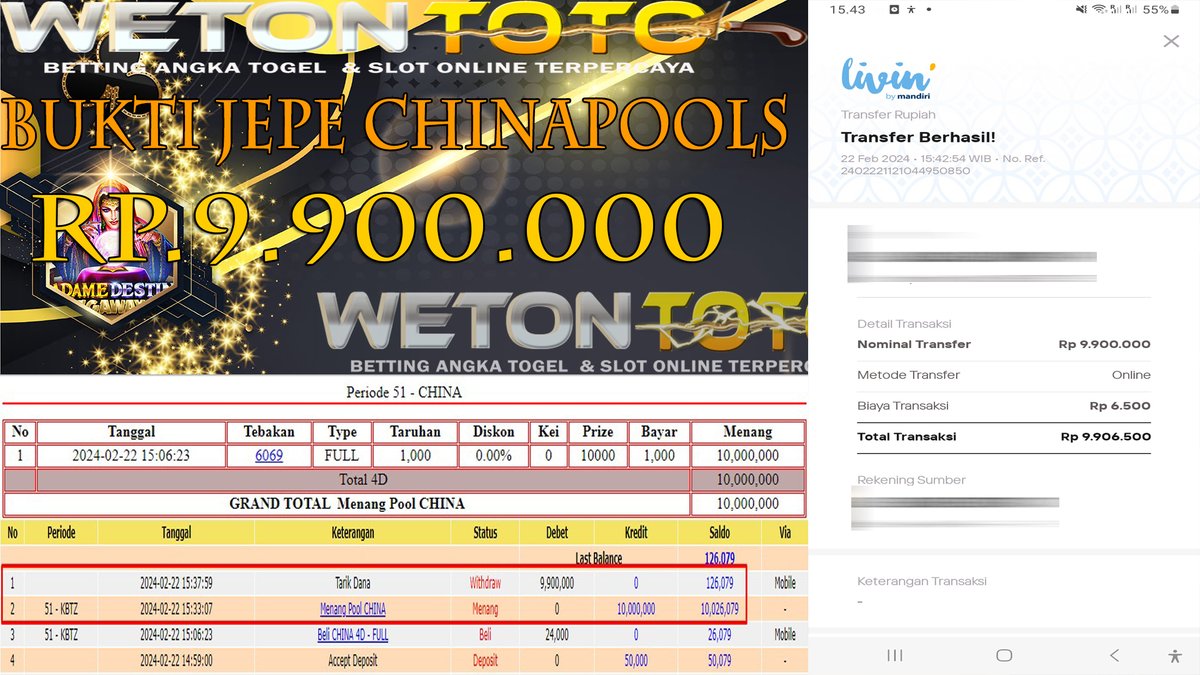 wetontoto's tweet photo. Selamat Kepada Member Setia WETONTOTO dengan USER ID : BRI-Pi*** 
di TOGEL GAMES sebesar Rp. 9.900.000- 
LUNAS langsung mendarat ke rekening tanpa bertele – tele. 

#wetontoto #ssjpweton #wetontotogacor #china #jptogel https://t.co/dpoql7Ac6l